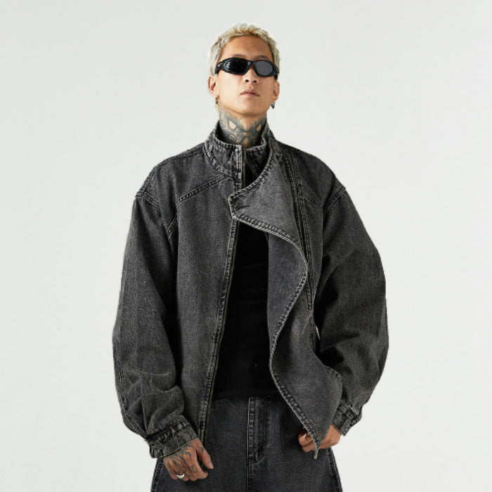 Stand Collar Denim Coat For Men