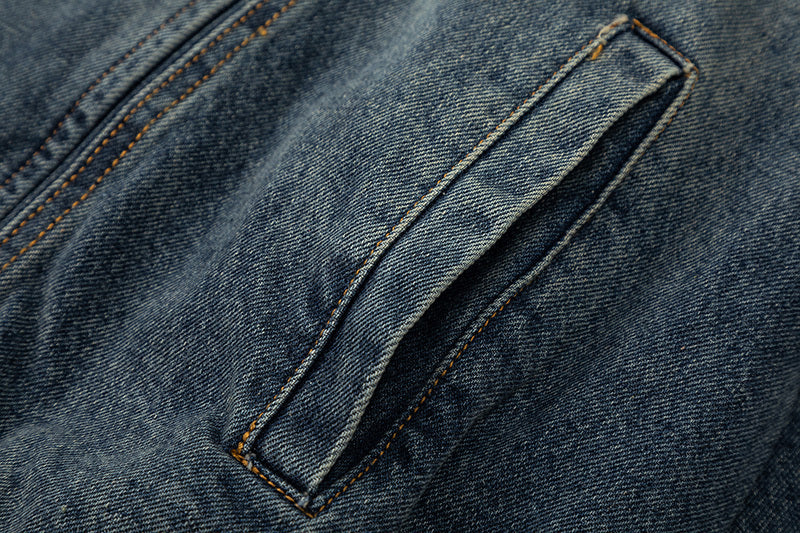 Stand Collar Denim Coat For Men